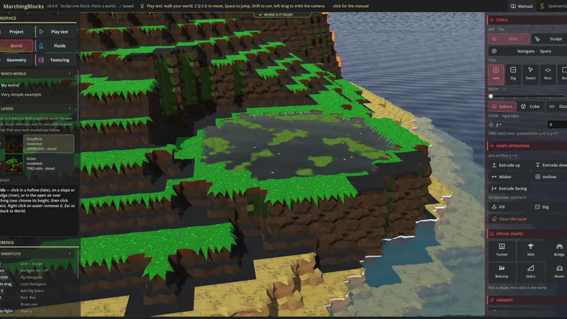 World: terraces, beaches and a swamp on a painted island