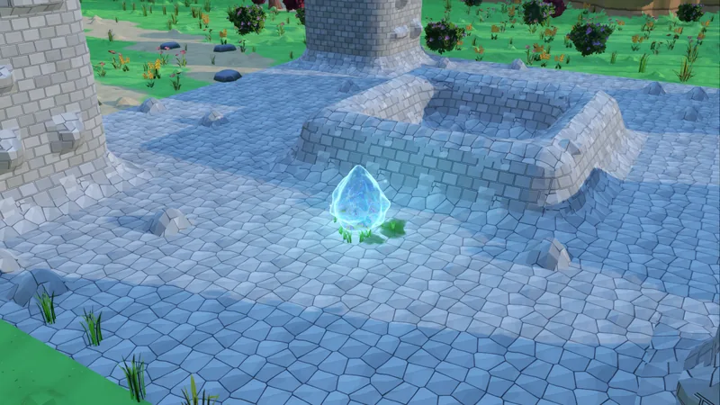 A character walking the painted town in the Godot game